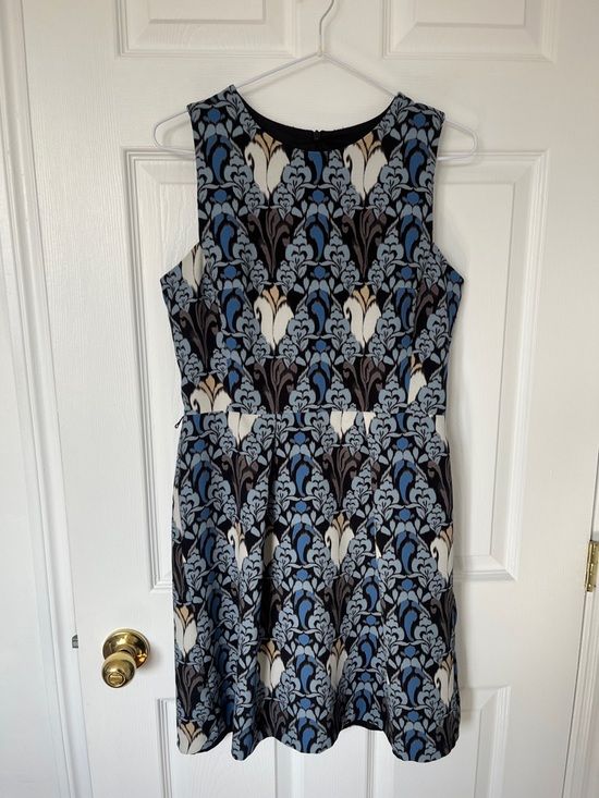 Tristan Dresses & Skirts - Tristan Sleeveless Blue and Cream Floral Fit-and-Flare Dress